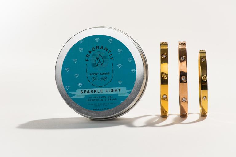 Fragrantly Sparkle Light gift - scented candle with titanium bracelet