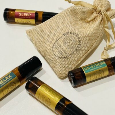 Fragrantly essential oil set with golden bag