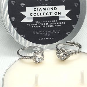 Diamond Collectie geurkaars ring verguld platina beschikbaar in maten 17, 18 19 of verstelbaar