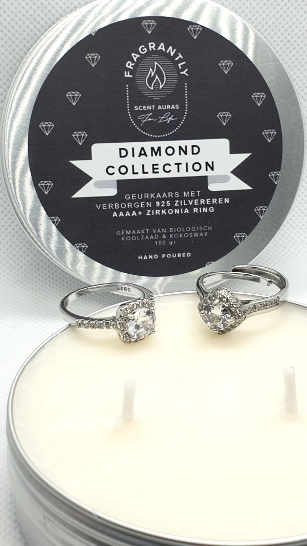 Diamond Collectie geurkaars ring verguld platina beschikbaar in maten 17, 18 19 of verstelbaar