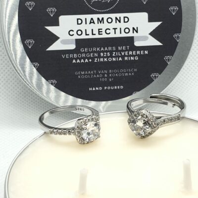 Diamond Collection scented candle ring gold-plated platinum available in sizes 17, 18 19 or adjustable