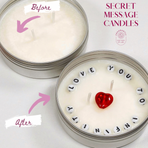 Fragrantly Secret Message Candles before and after