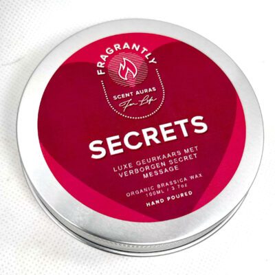 Fragrantly Secrets Message Candle tin closed