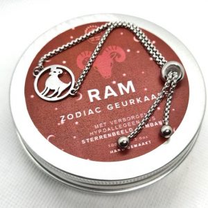 Zodiac geurkaars met stainless steel armband ketting - Ram - Aries