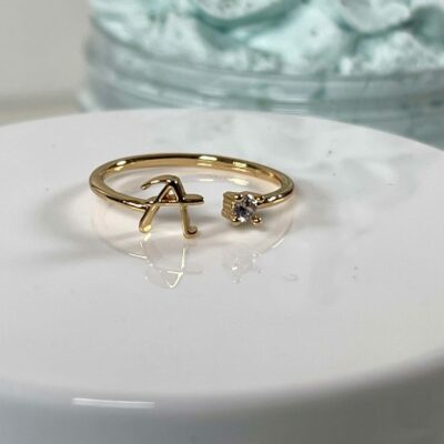 Fragrantly Bergamot Ring initials ring A with zirkona