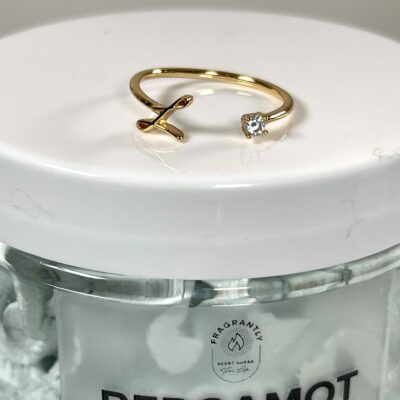 Fragrantly Bergamot Twist Whipped Soap initials - letter ring - L Gold with zirconia