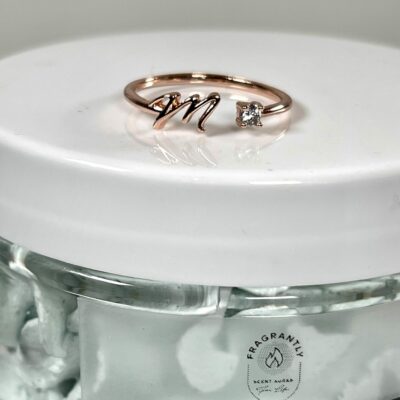 Fragrantly Bergamot Twist Whipped Soap initials - letter ring M Rose gold with zirconia