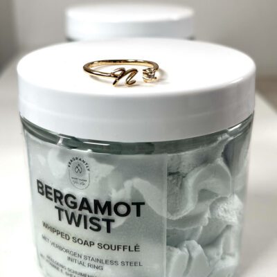 Fragrantly Bergamot Twist Whipped Soap initials - letter ring N Gold