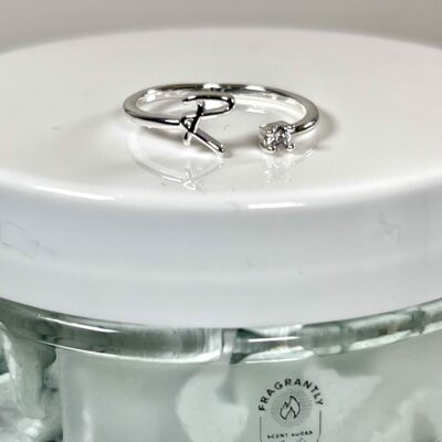 Fragrantly Bergamot Twist Whipped Soap initials - letter ring - R Silver with zirconia