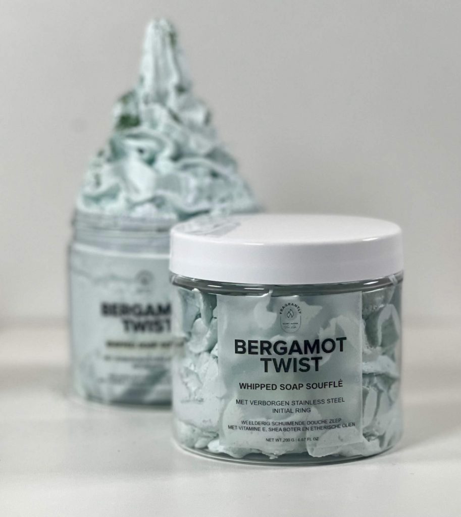 Packaging Whipped Soap - Bergamot Twist with initial ring