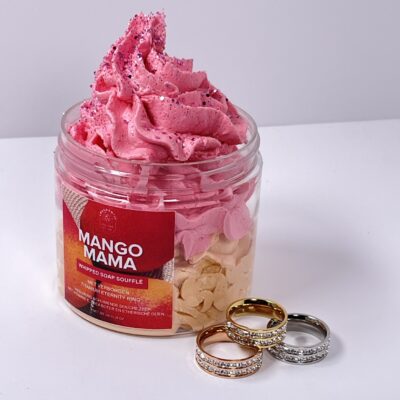 Fragrantly Mother's Day Whipped Soap set with Titanium zirconia rings in gold, rose gold and silver