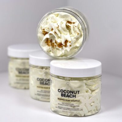 medley Fragrantly Whipped Soap Soufflé - Coconut Beach with concealed 18 K gold plated ring