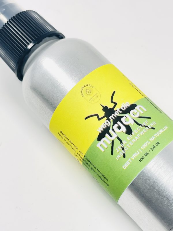 100 ml aluminium fles Weg met die Muggen anti muggen spray - etiket