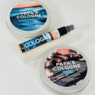 Father's Day gift set with Whipped Shaving Creme , perfume spray and Aftershave