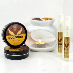 Guardian Essential Oil Blend geur mineralen en perfum spray met witte aroma brander