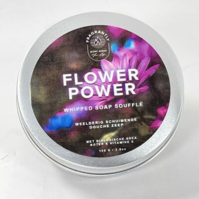 Flower Power whipped soap souffle in tin can