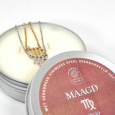 Stainless steel Virgo necklace silver hidden in scented candle - Fragrantly