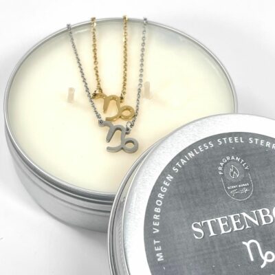 Stainless steel Steenbook necklace silver hidden in scented candle - Fragrantly