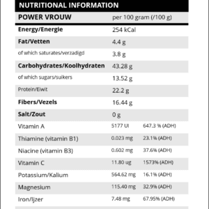 Power Vrouw nutritional values