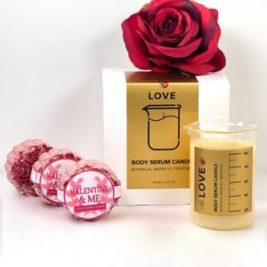 LOVE body serum kaars en shower steamer set - valentijnsdag