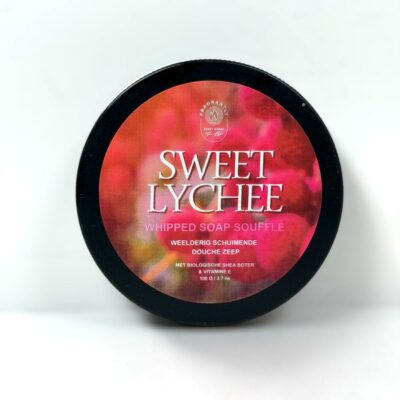 Süße Lychee-Schlagseife in der Dose