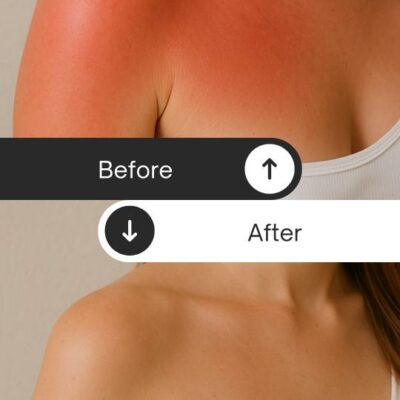 Verbrande huid voor en na - After Burn