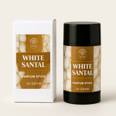 White Santal perfum stick met verpakking