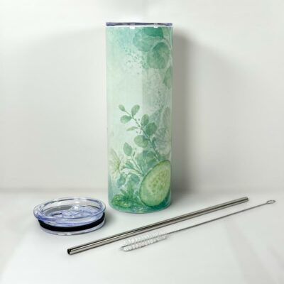 Fragrantly Pure Ease groene RVS beker met rietjes
